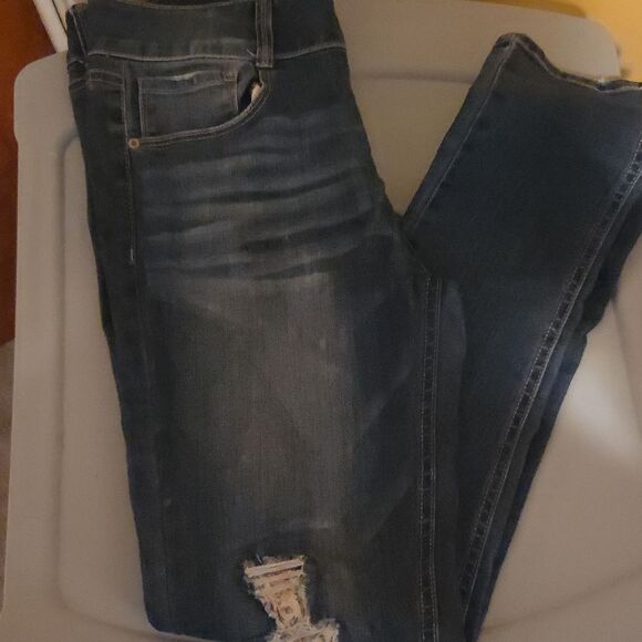 Imperial Girls Dark Blue Distressed Skinny Jeans - Picture 7 of 7